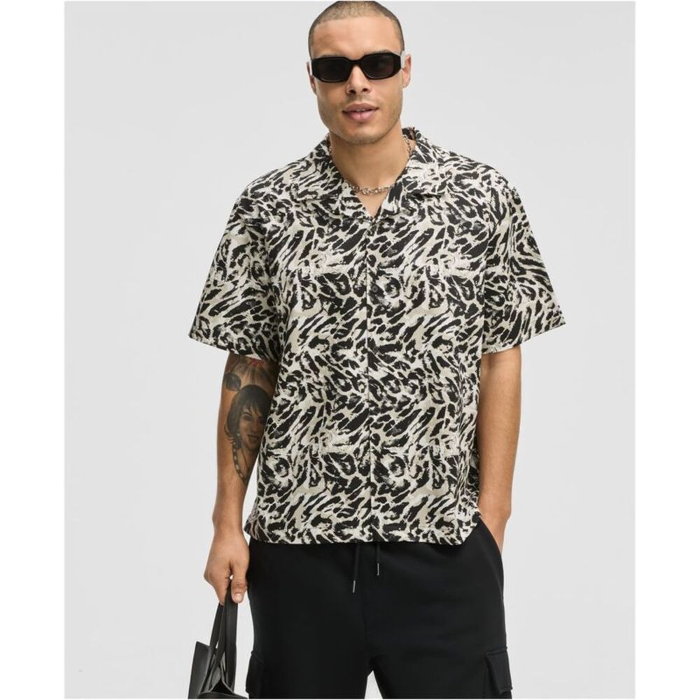 Mode Of One Mens Leopard Print Button Up Shirt, NWT